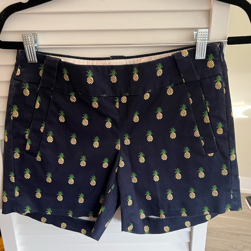 J. Crew Chino Short Size 0 navy with pineapples 13in, 4in inseam